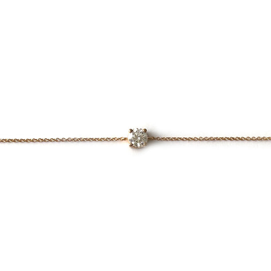 Pulsera de cadenita de plata con baño de oro amarillo y diamante central de laboratorio 0.50ct