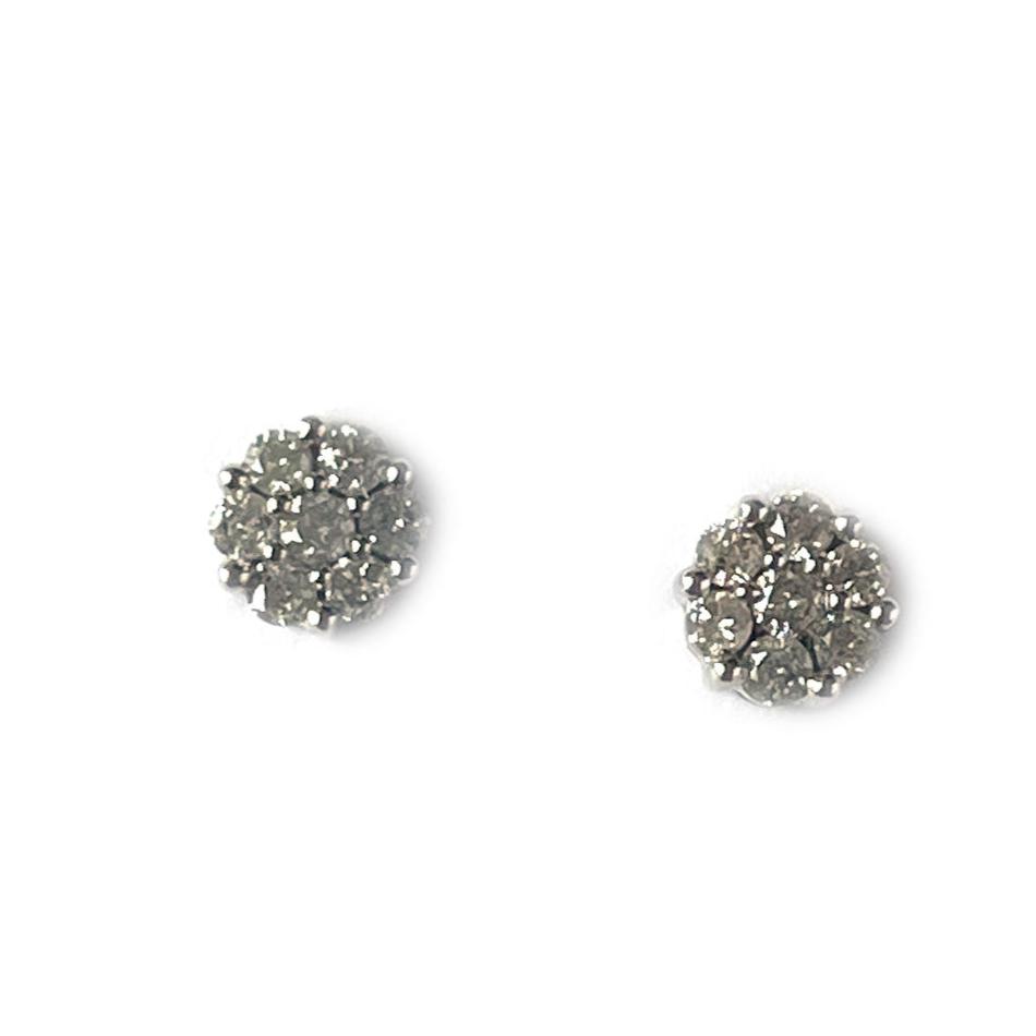 Aretes cluster de diamantes 0.50ctw en oro blanco de 10k