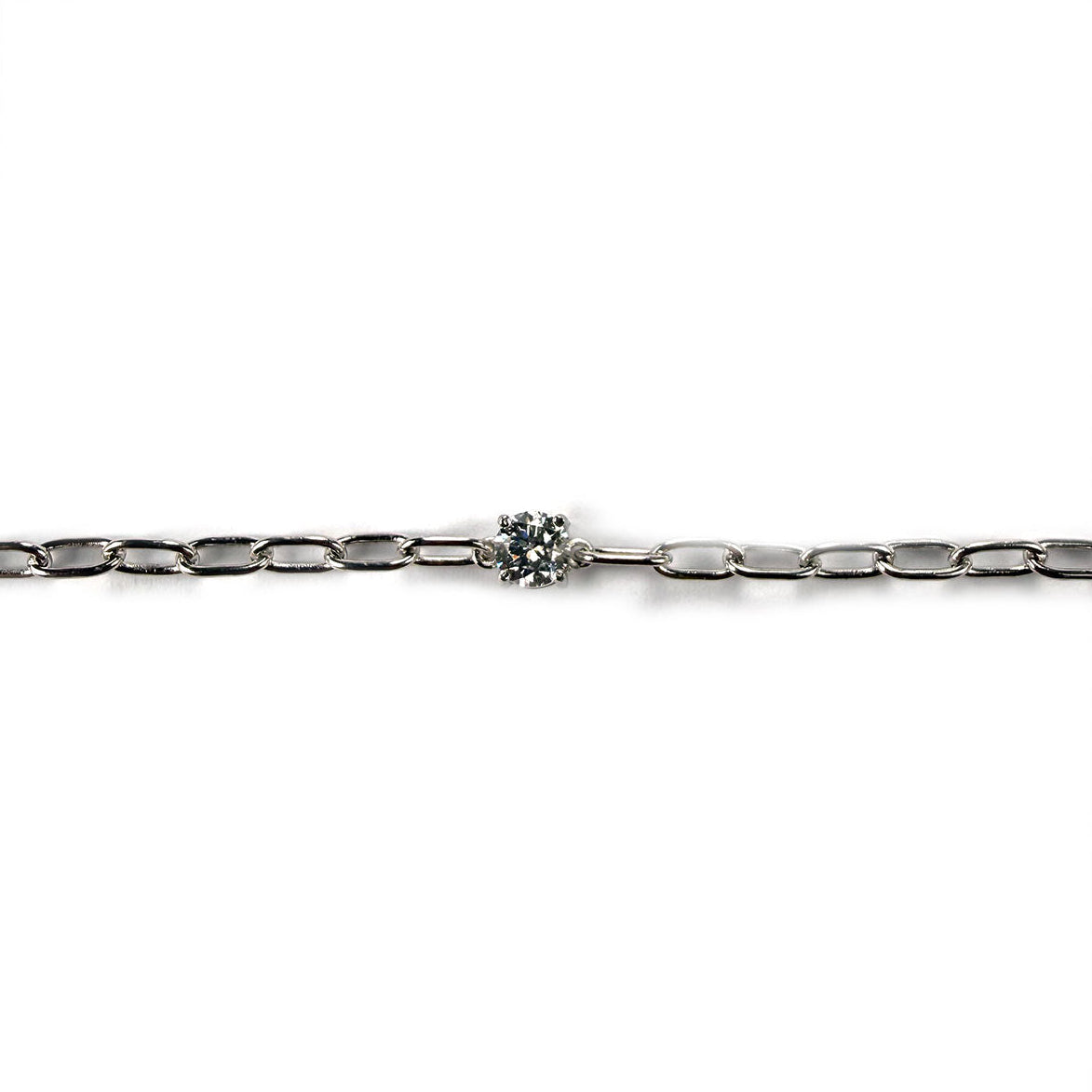 Pulsera paperclip de plata con diamante redondo 0.50ct de laboratorio