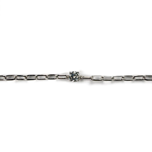 Pulsera paperclip de plata con diamante redondo 0.50ct de laboratorio
