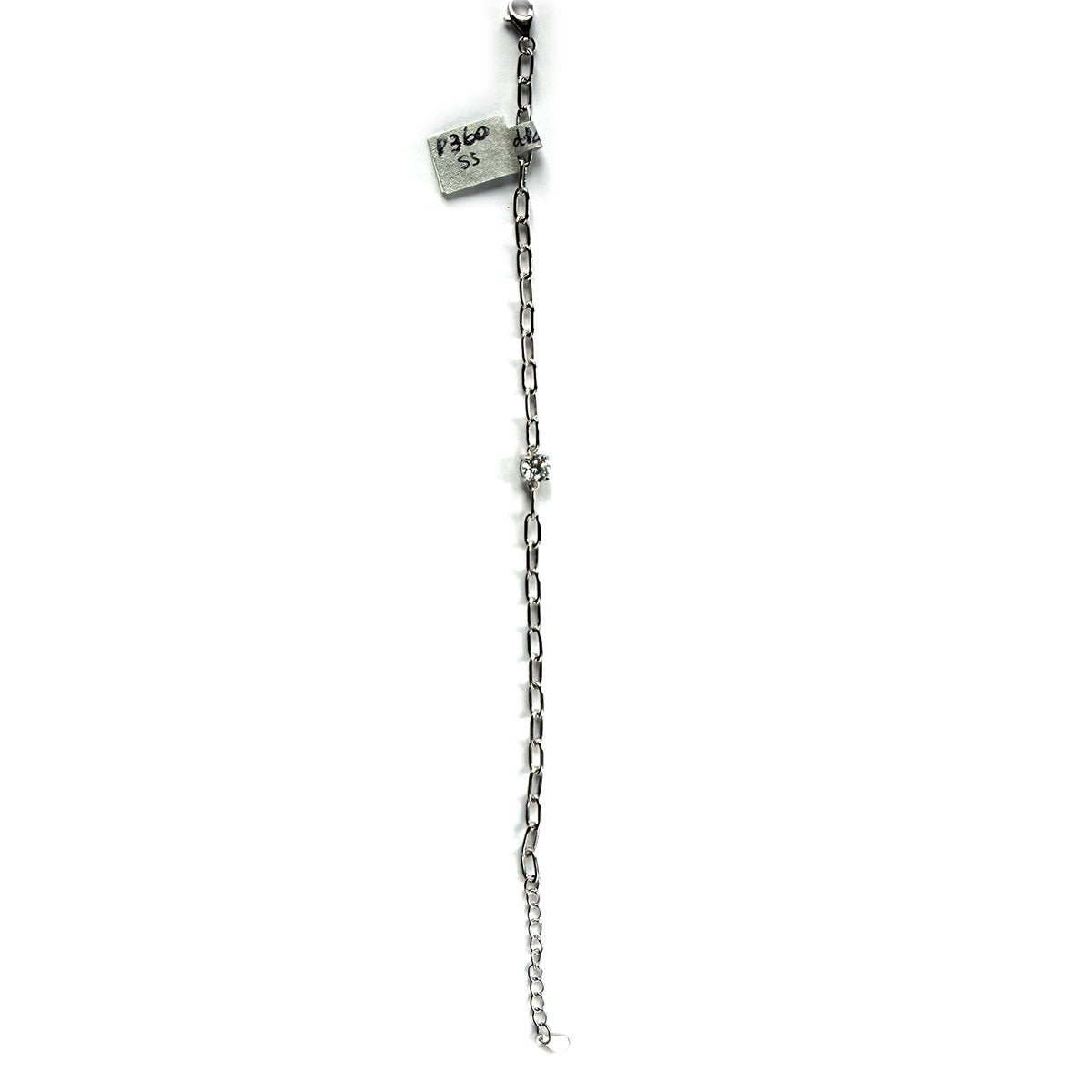 Pulsera paperclip de plata con diamante redondo 0.50ct de laboratorio