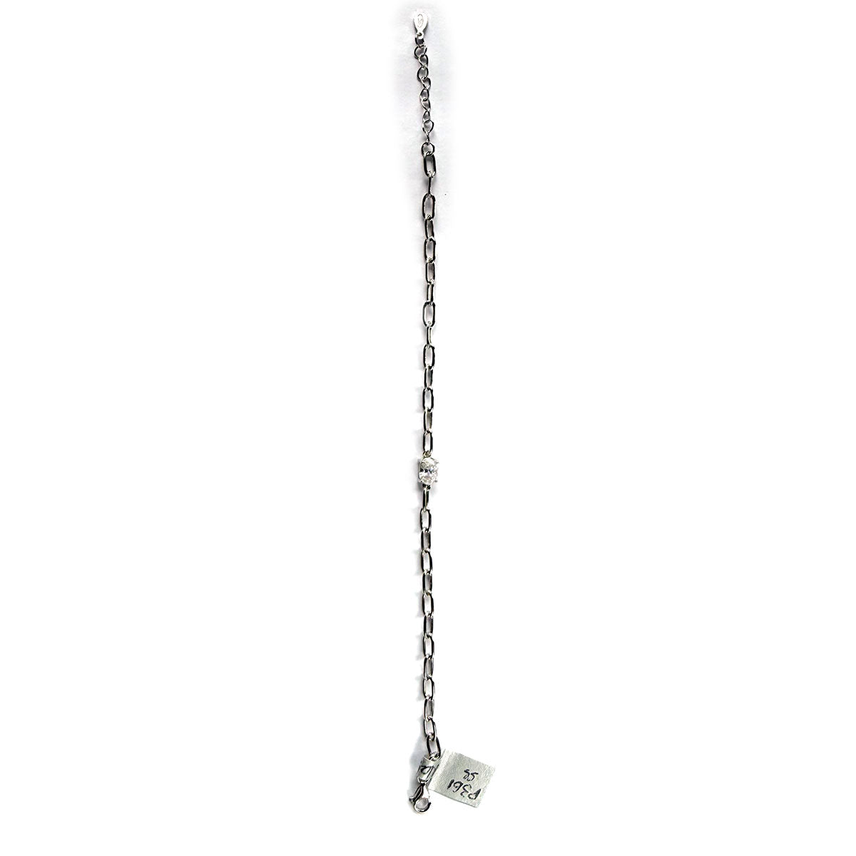 Pulsera paperclip de plata con diamante ovalado 0.50ct de laboratorio