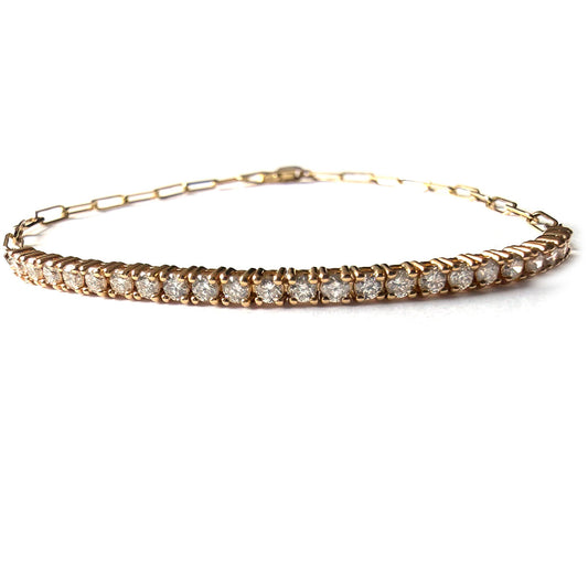 Pulsera de oro amarillo 14k paperclip con diamantes 0.75ctw