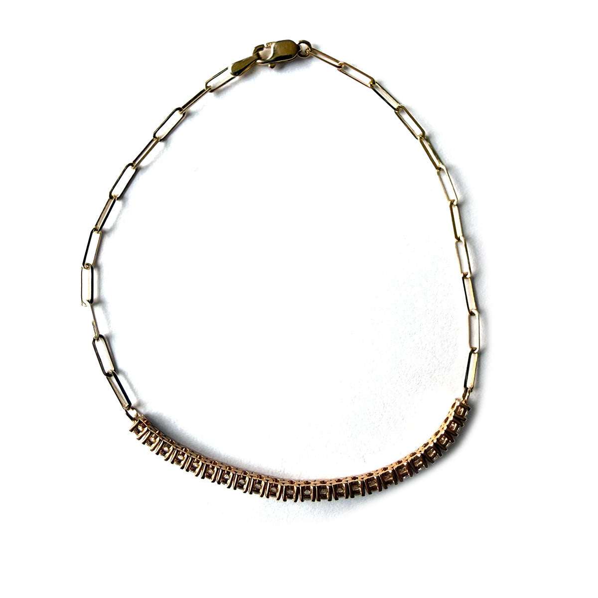 Pulsera de oro amarillo 14k paperclip con diamantes 0.75ctw