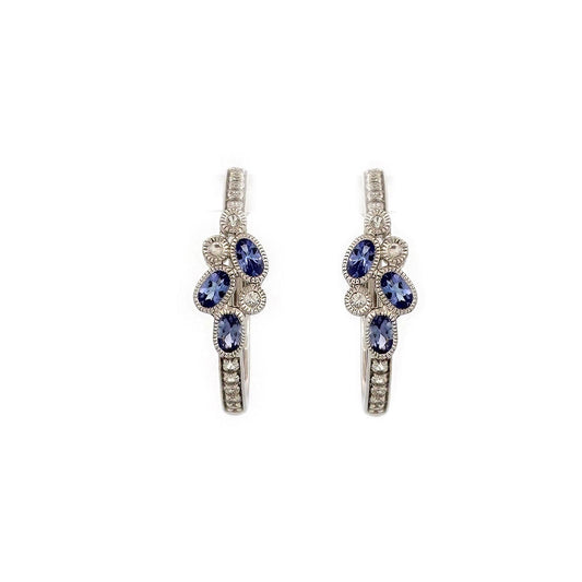 Argollas de plata con tanzanitas y topacios blancos