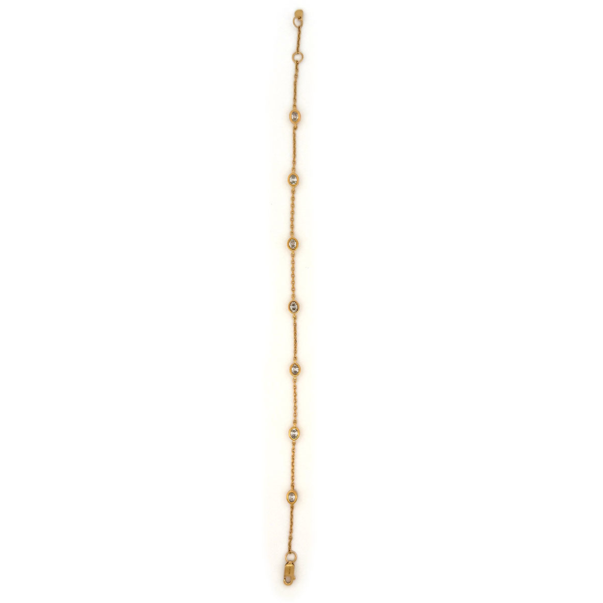 Pulsera de plata en baño de oro amarillo con diamantes ovalados de laboratorio 0.50ctw