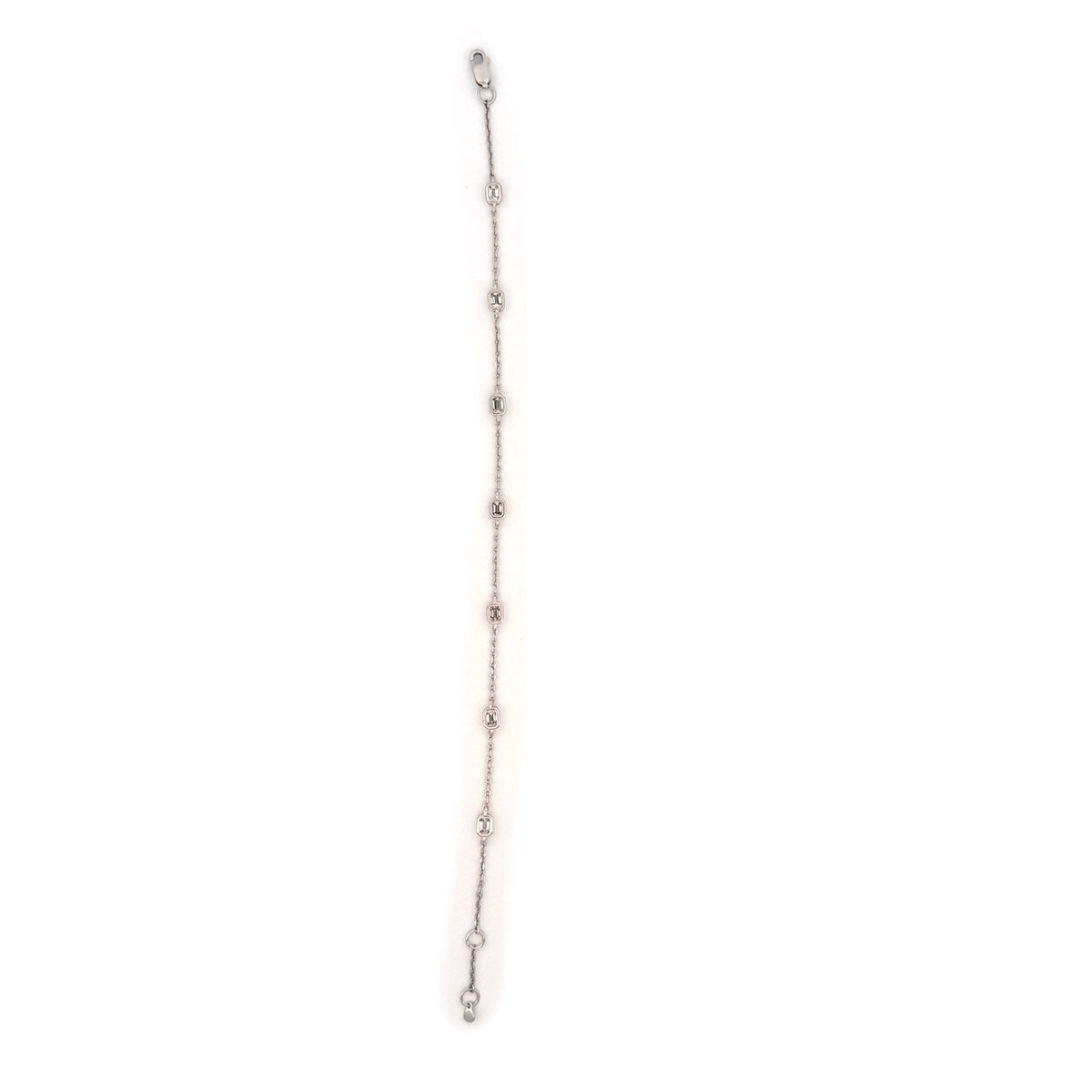 Pulsera de plata con diamantes corte esmeralda de laboratorio 0.50ctw