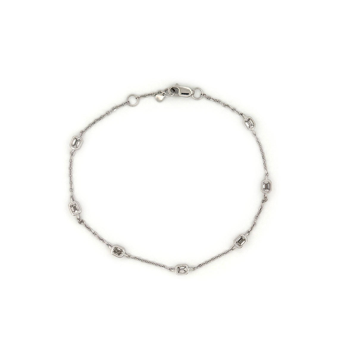 Pulsera de plata con diamantes corte esmeralda de laboratorio 0.50ctw