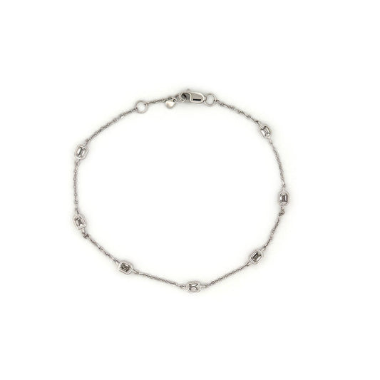Pulsera de plata con diamantes corte esmeralda de laboratorio 0.50ctw
