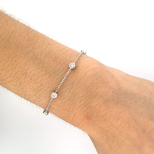 Pulsera de plata con diamantes redondos de laboratorio 0.50ctw