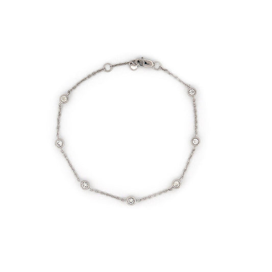 Pulsera de plata con diamantes redondos de laboratorio 0.50ctw