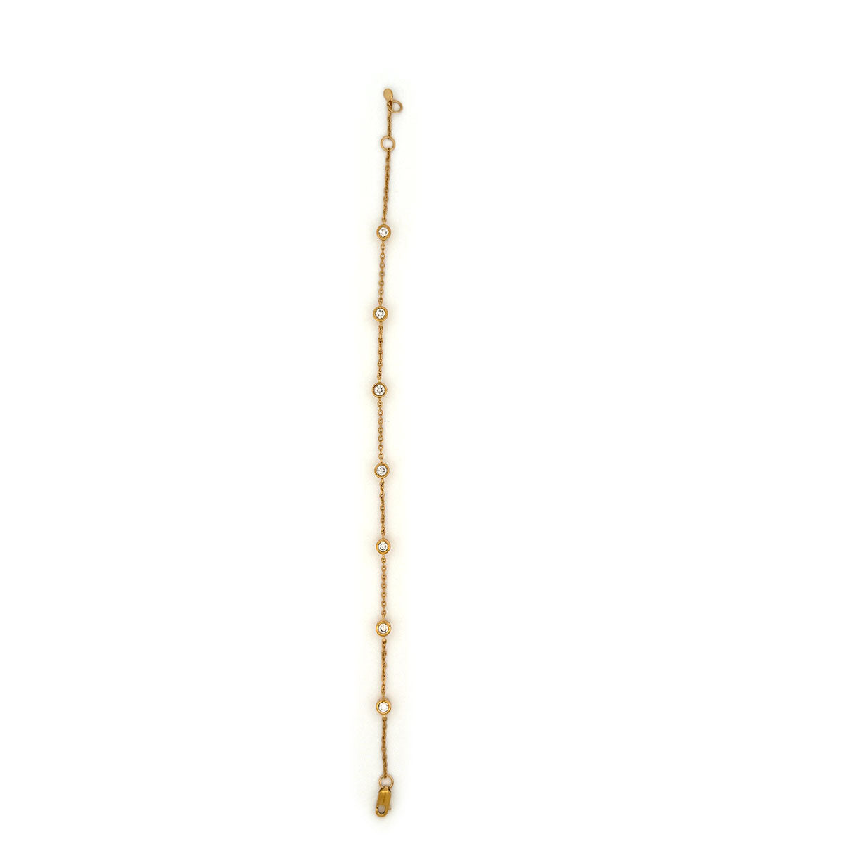 Pulsera de plata en baño de oro amarillo con diamantes redondos de laboratorio 0.50ctw