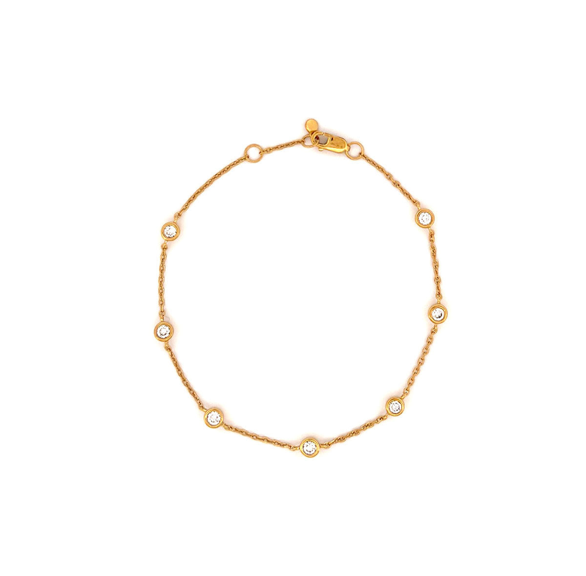 Pulsera de plata en baño de oro amarillo con diamantes redondos de laboratorio 0.50ctw