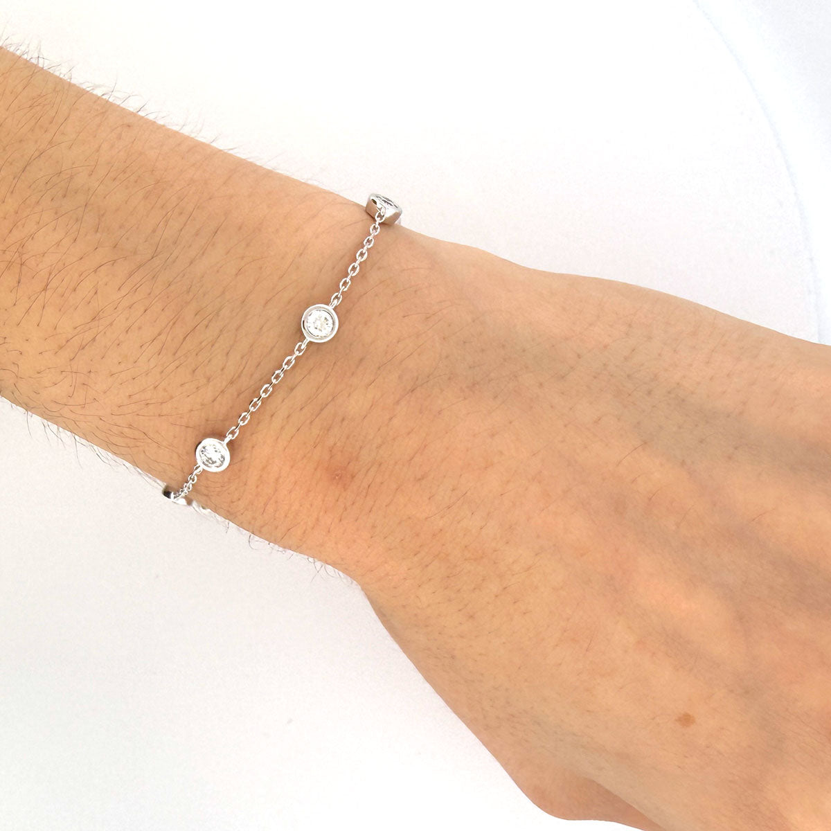 Pulsera de plata con diamantes redondos de laboratorio 1ctw