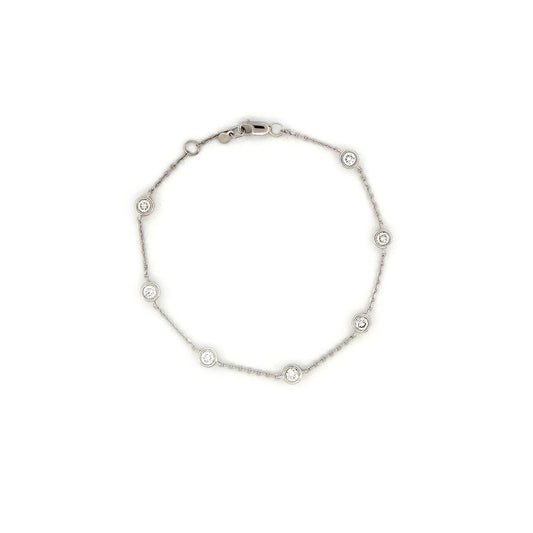Pulsera de plata con diamantes redondos de laboratorio 1ctw
