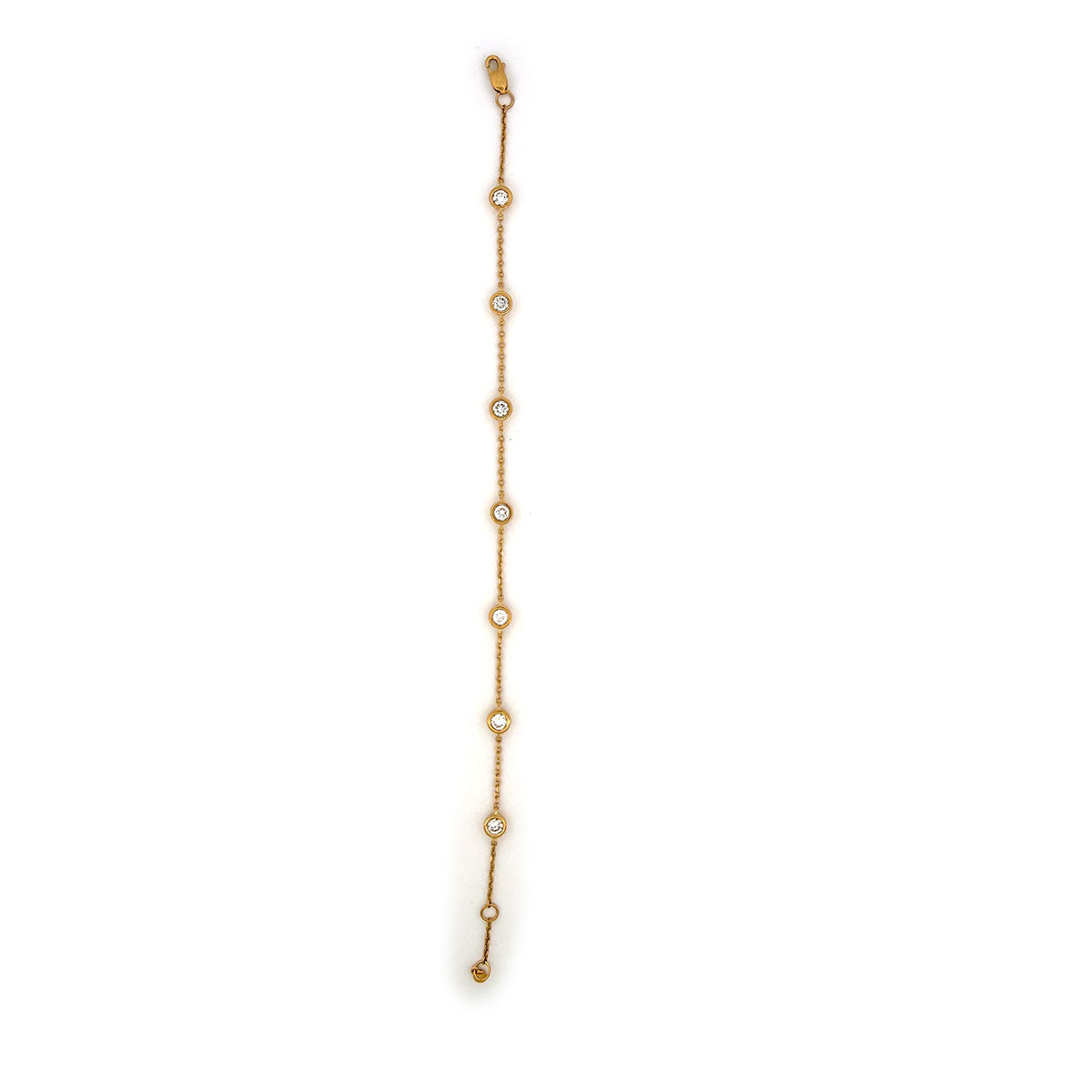 Pulsera de plata en baño de oro amarillo con diamantes redondos de laboratorio 1ctw