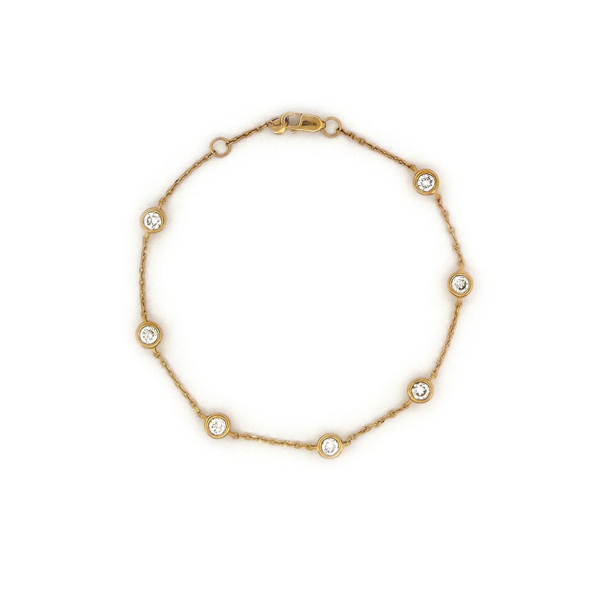 Pulsera de plata en baño de oro amarillo con diamantes redondos de laboratorio 1ctw
