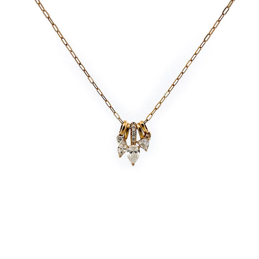 Collar en oro amarillo 10K con varios dijes colgantes de diamantes de laboratorio 1ctw
