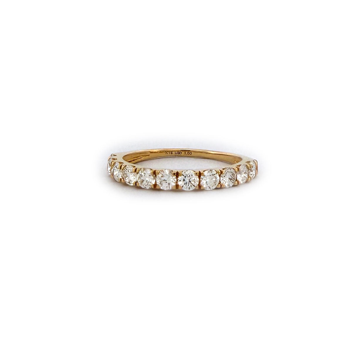 Anillo medio cintillo en oro amarillo 18K con diamantes de laboratorio 1ctw