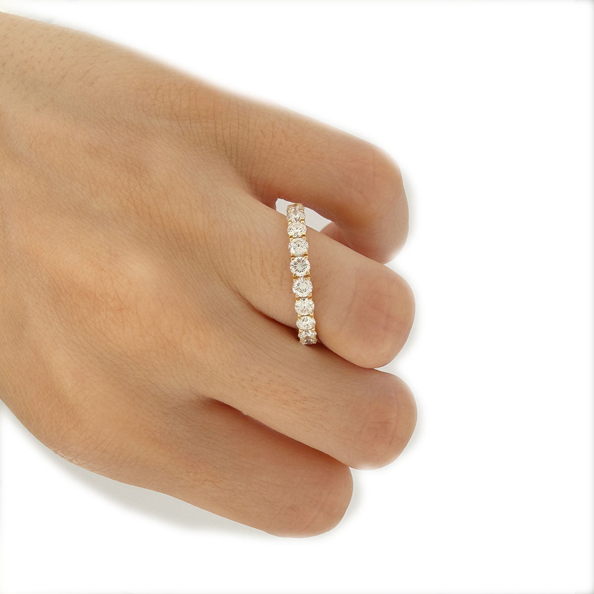 Anillo medio cintillo en oro amarillo 18K con diamantes de laboratorio 1ctw