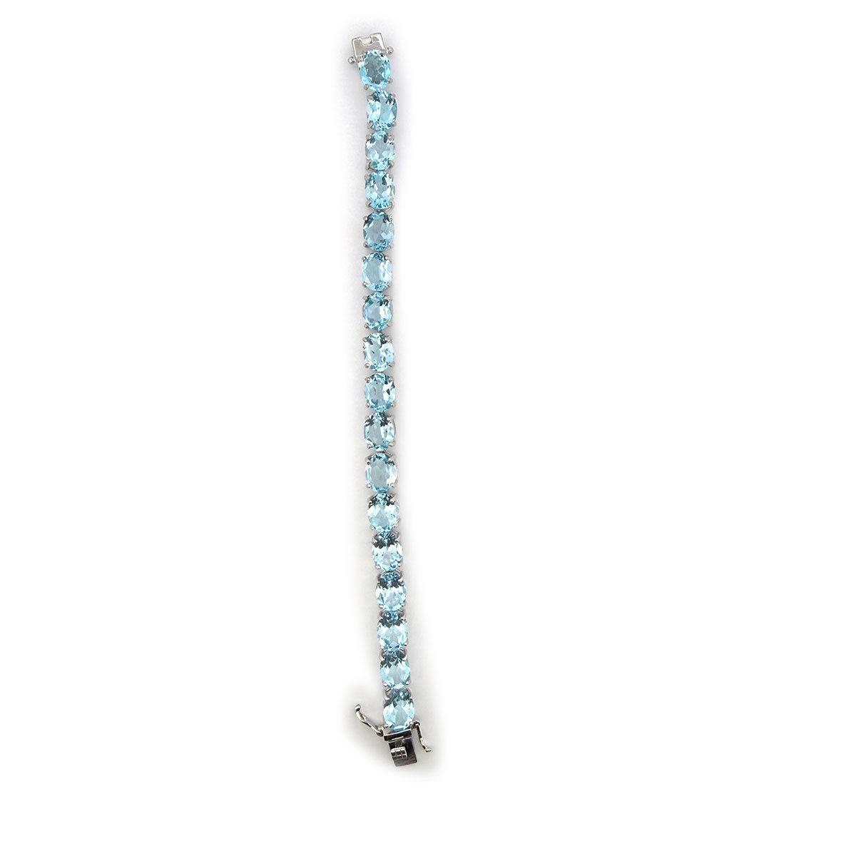 Pulsera tenis de plata con topacios azules 40ctw