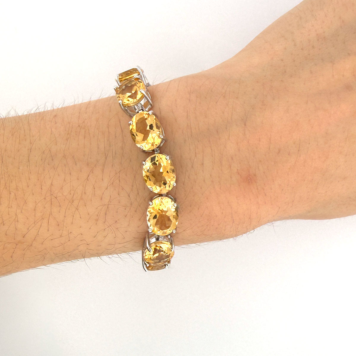 Pulsera tenis de plata con citrinos 40ctw