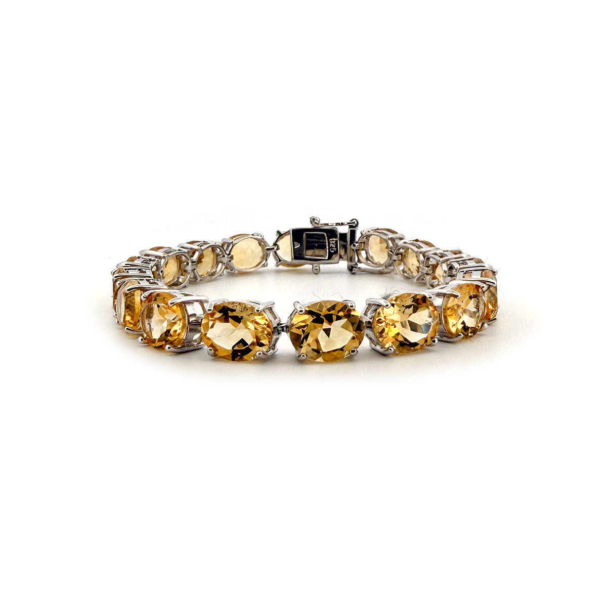 Pulsera tenis de plata con citrinos 40ctw