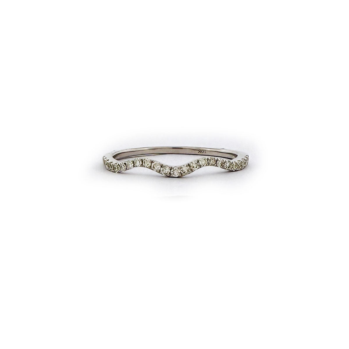 Anillo medio cintillo de curvas en oro blanco 10K con Diamantes 0.20ctw