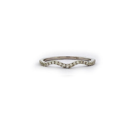 Anillo medio cintillo de curvas en oro blanco 10K con Diamantes 0.20ctw
