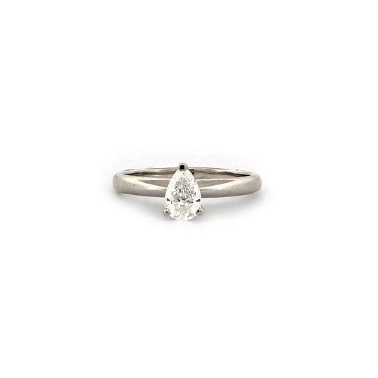 Set de anillo de compromiso corte pera y medio cintillo de diamantes de laboratorio 1ctw