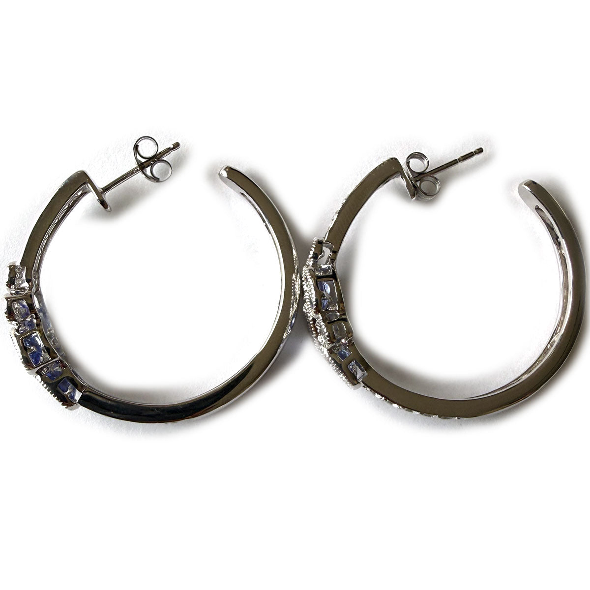 Argollas de plata con tanzanitas y topacios blancos