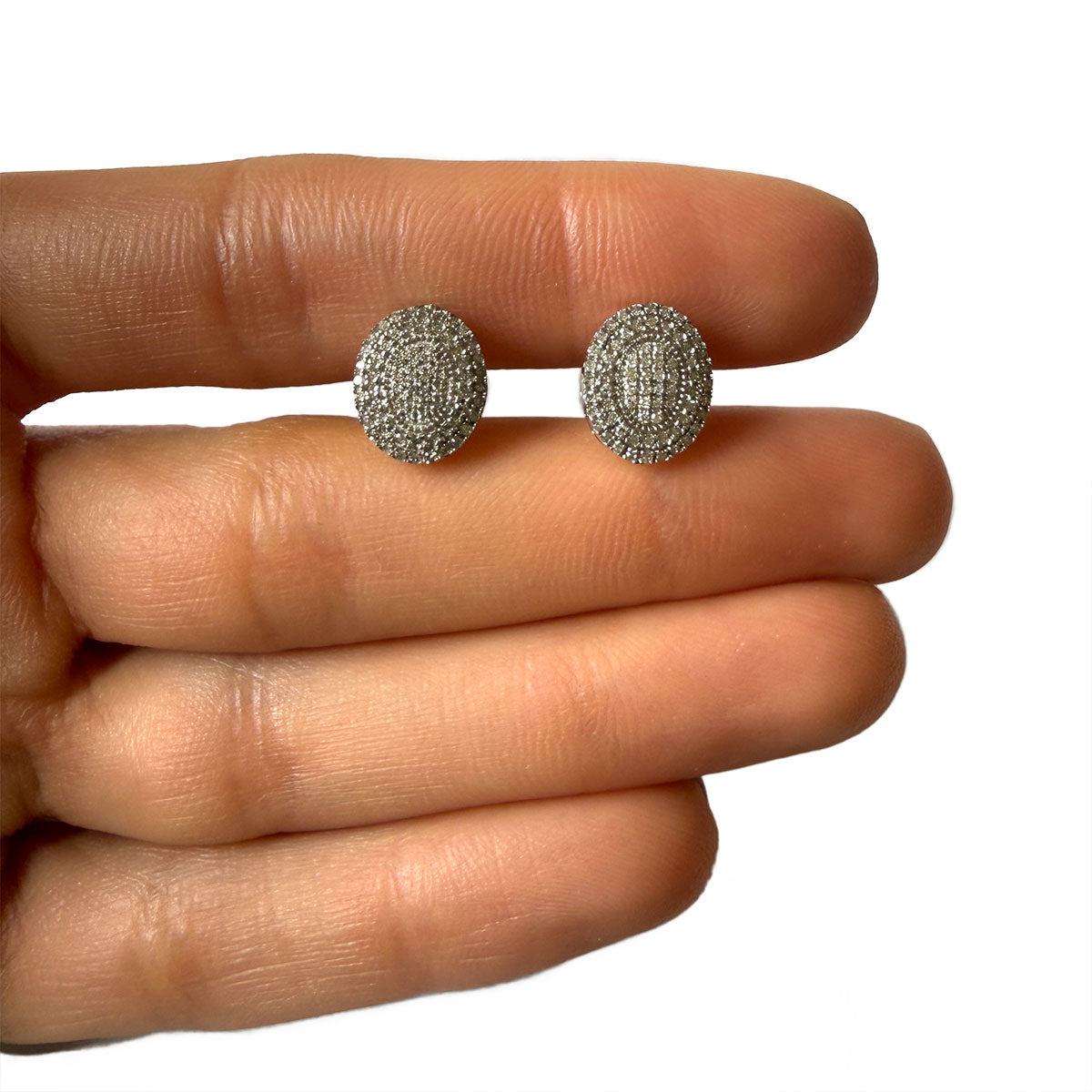 Aretes en plata ovalados con diamantes 0.25ctw