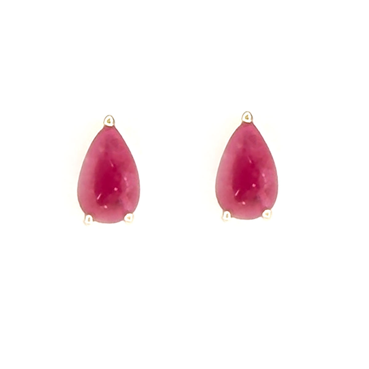 Aretes en oro amarillo 14K con rubí corte pera y halo de diamantes 0.40ctw convertible