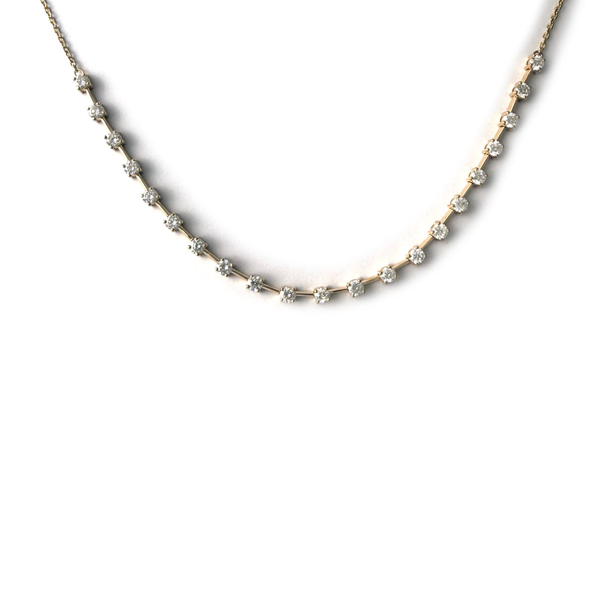 Collar en oro amarillo 14K con diamantes espaciados 2.15ctw