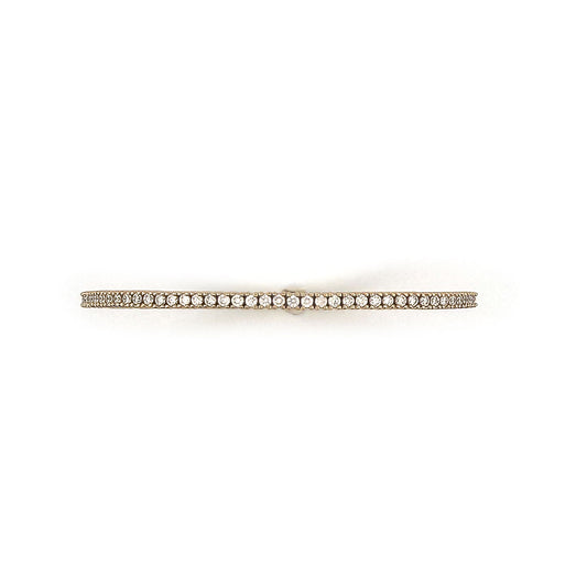 Pulsera tipo bangle flexible en plata con baño de oro amarillo con diamantes de laboratorio 1ctw