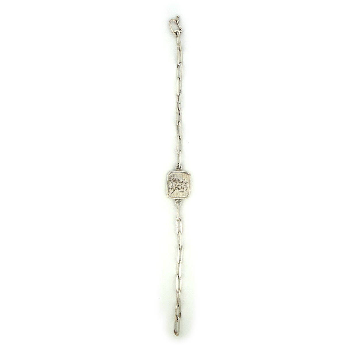 Pulsera escapulario Mater y Sagrado corazón de Jesús con cadena paper clip de plata