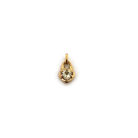 Dije en oro amarillo 14k con corazón mini de zafiro amarillo