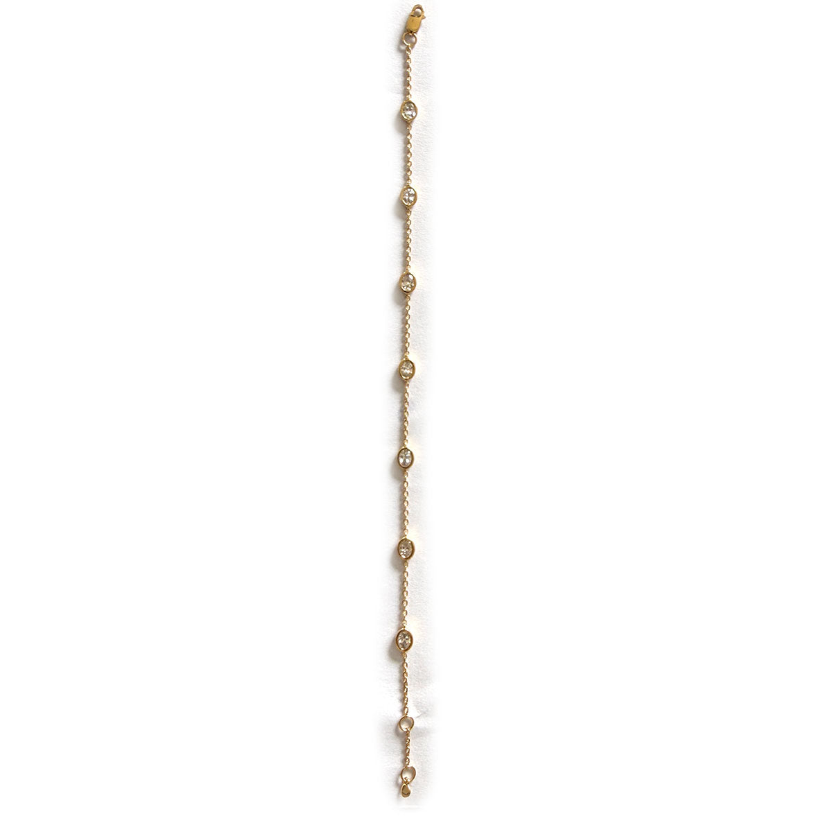 Pulsera de plata en baño de oro amarillo con diamantes ovalados de laboratorio 1ctw