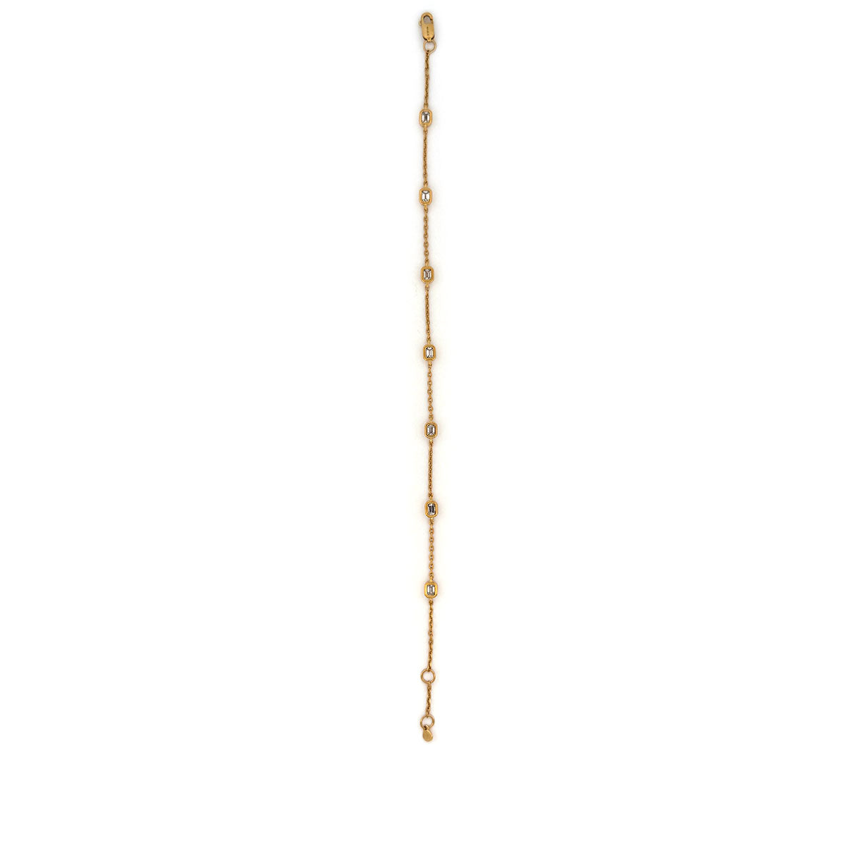 Pulsera de plata en baño de oro amarillo con diamantes corte esmeralda de laboratorio 0.50ctw
