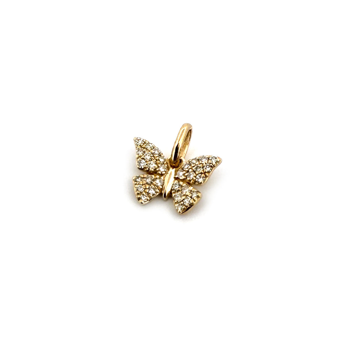 Dije en oro amarillo 10K de mariposa con diamantes 0.07ctw
