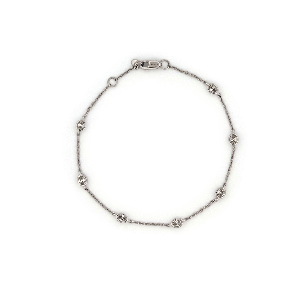 Pulsera de plata con diamantes ovalados de laboratorio 0.50ctw
