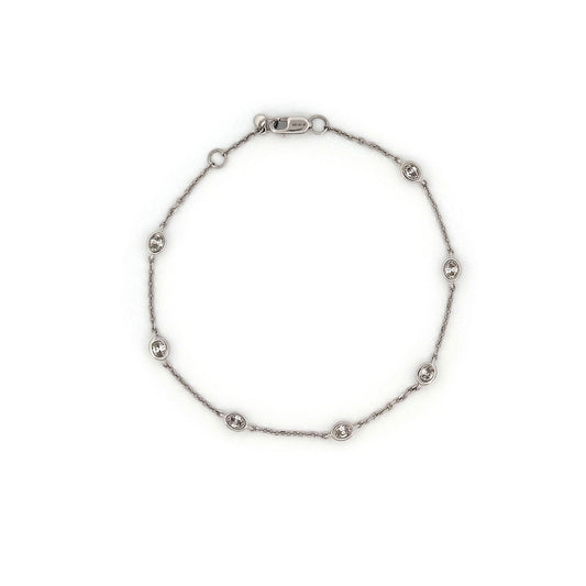 Pulsera de plata con diamantes ovalados de laboratorio 0.50ctw