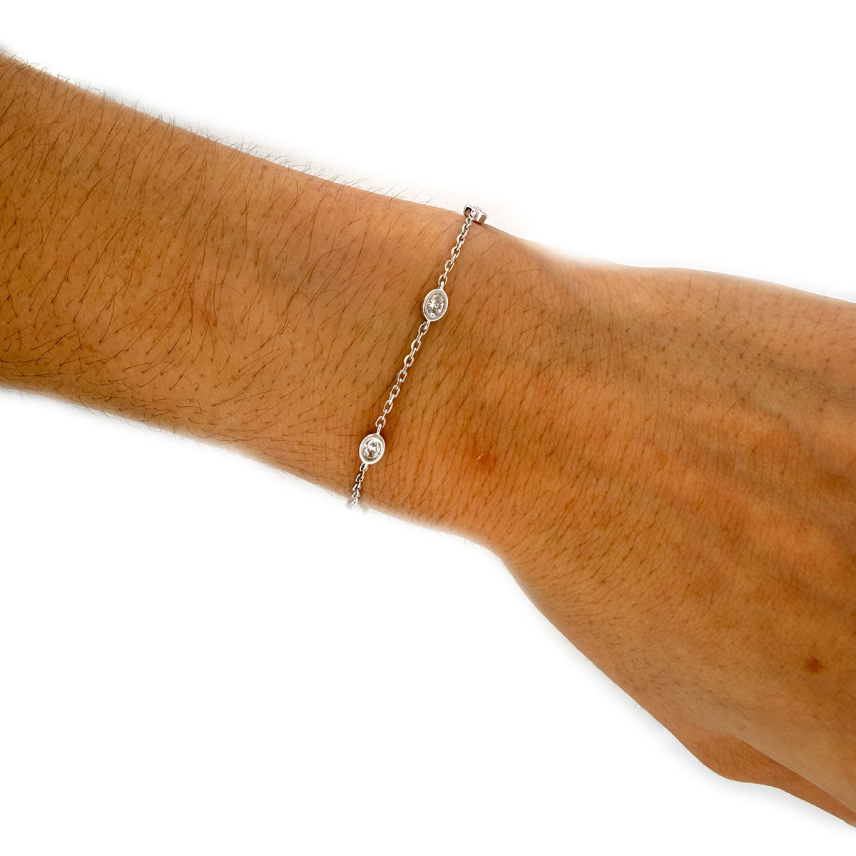 Pulsera de plata con diamantes ovalados de laboratorio 0.50ctw