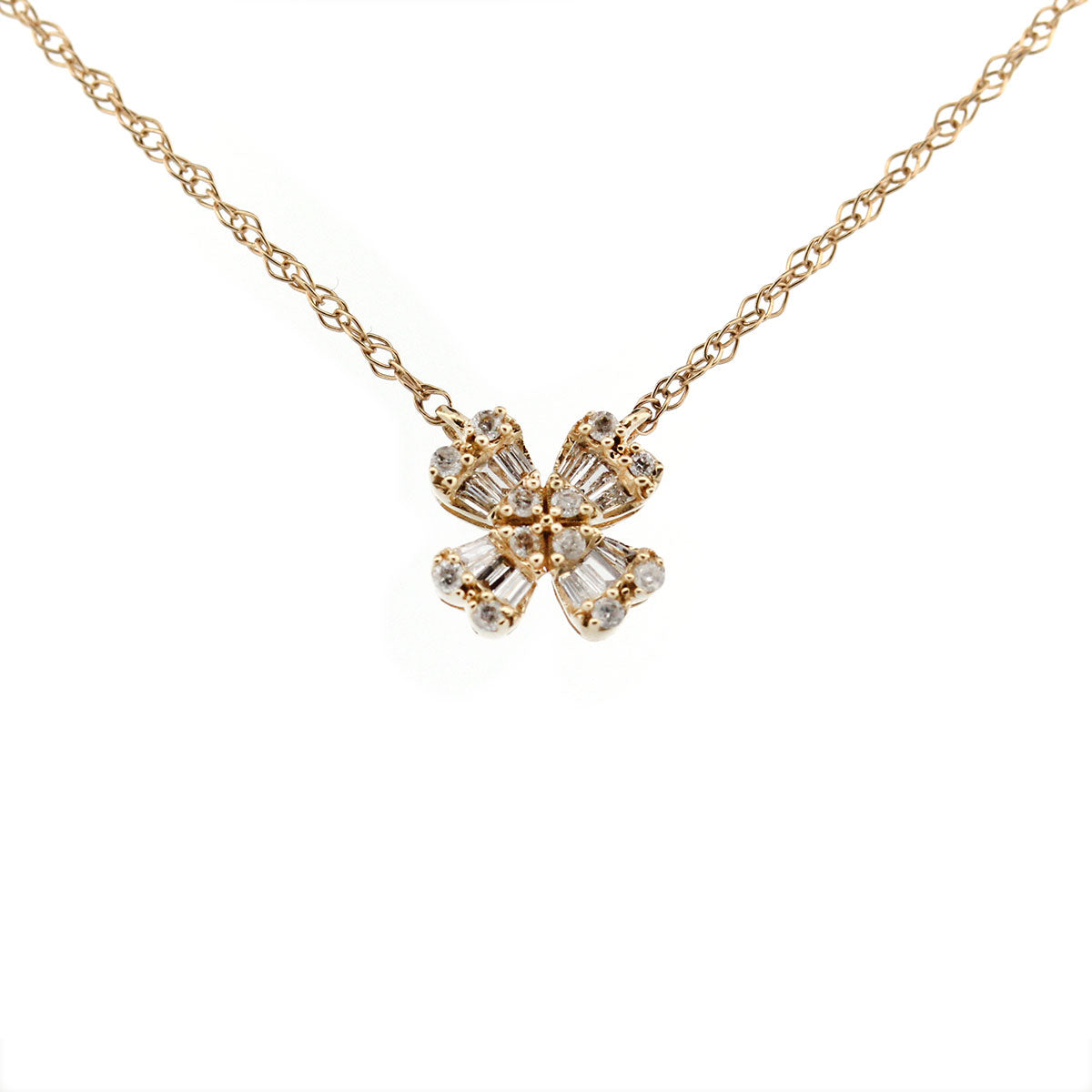 Collar en oro amarillo 14K con trébol de diamantes 0.20ctw