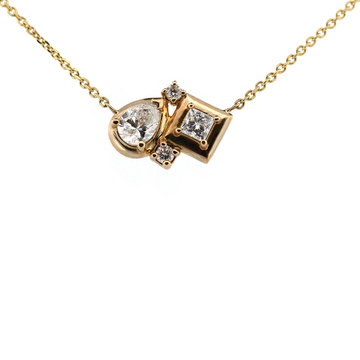 Collar en oro amarillo 10K con dije de diamantes de laboratorio en varias formas 0.33ctw