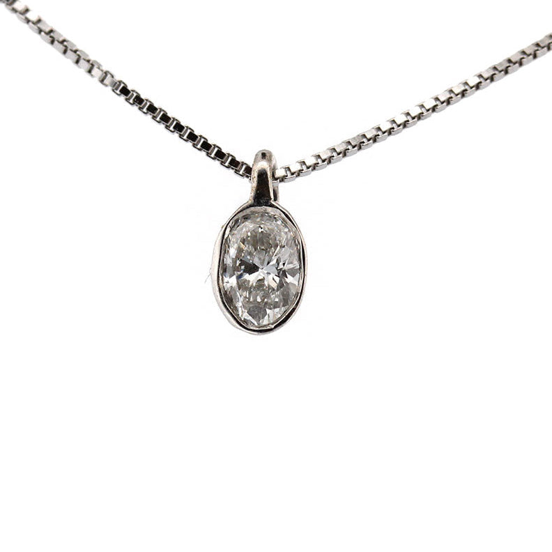 Collar en plata con dije de diamante de laboratorio ovalado 0.25ct