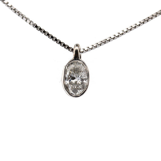 Collar en plata con dije de diamante de laboratorio ovalado 0.25ct