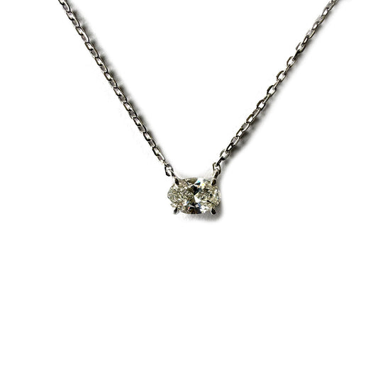 Collar de plata punto de luz de diamante de laboratorio ovalado 0.50ct