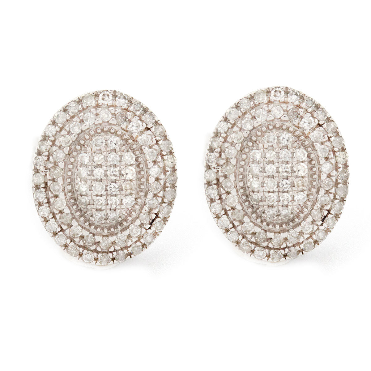 Aretes en plata ovalados con diamantes 0.25ctw