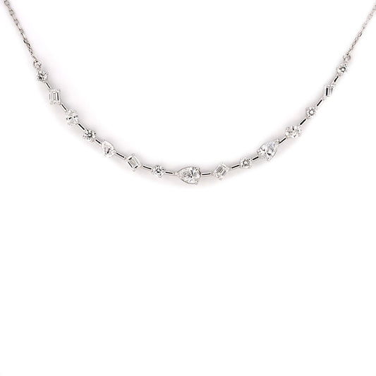 Collar en plata con curva de diamantes de varias formas de laboratorio 1.52ctw